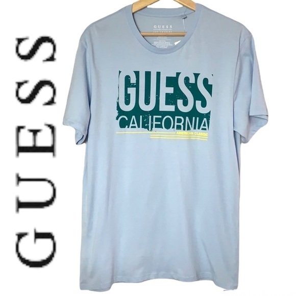 Guess California Blue men’s short sleeve T-shirt size L - Picture 1 of 8
